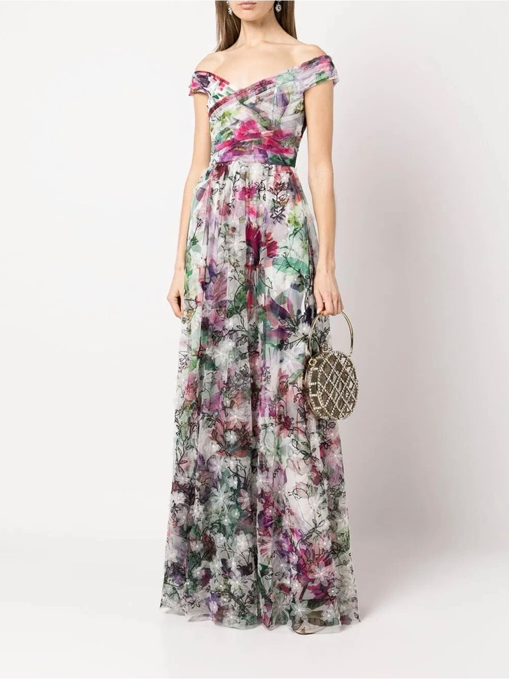 MARCHESA NOTTE Floral Sleeveless Maxi Dress - Multicolor